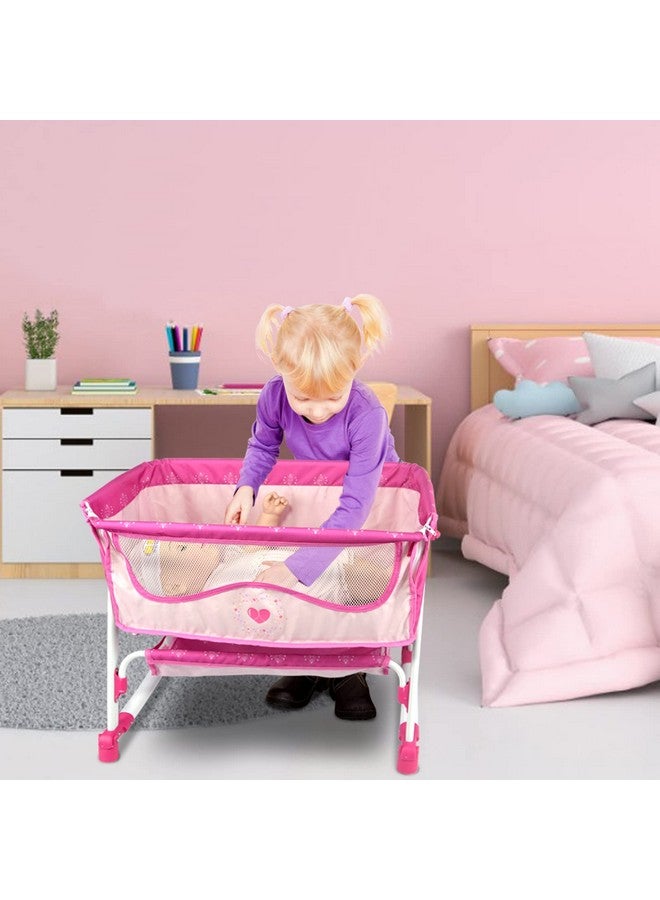 Anivia Doll Bed Furniture 2 Function Toy, Doll Bed And Doll Swings Together For 18 Inches Baby Dolls, Baby Doll Crib With Bottom (Dp601Pink) - Image 2