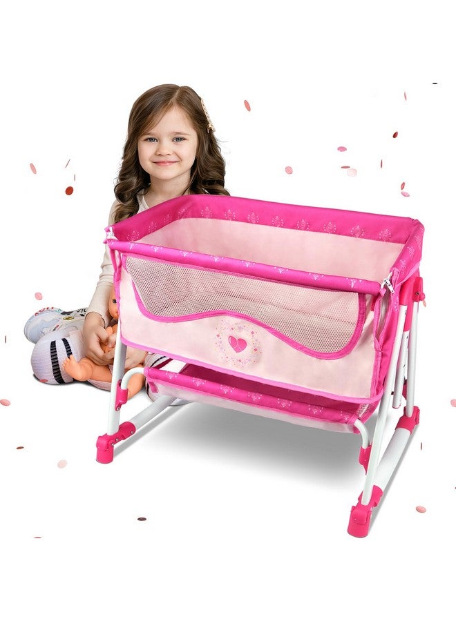 Anivia Doll Bed Furniture 2 Function Toy, Doll Bed And Doll Swings Together For 18 Inches Baby Dolls, Baby Doll Crib With Bottom (Dp601Pink) - Image 1