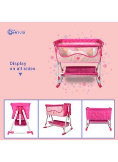 Anivia Doll Bed Furniture 2 Function Toy, Doll Bed And Doll Swings Together For 18 Inches Baby Dolls, Baby Doll Crib With Bottom (Dp601Pink)  - Image 3
