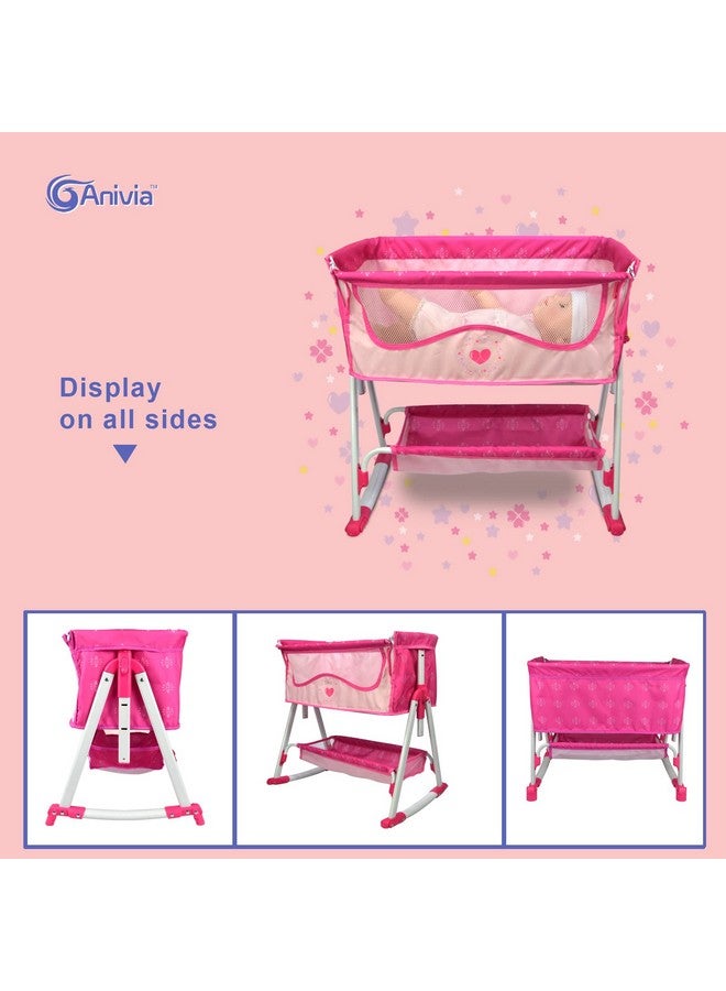 Anivia Doll Bed Furniture 2 Function Toy, Doll Bed And Doll Swings Together For 18 Inches Baby Dolls, Baby Doll Crib With Bottom (Dp601Pink) - Image 3