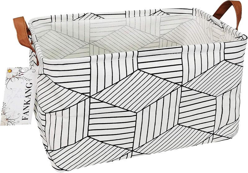 FANKANG Storage Basket,Nursery Hamper Canvas Laundry Basket Foldable with Waterproof PE Coating Storage, Office, Bedroom, Clothes,Toys (L, REC-Diamond) - Image 1