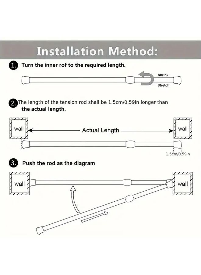 1pc No Drill Telescopic Rod 50cm to 90cm Adjustable Metal Extension Pole for Bathroom Kitchen Balcony Living Room Curtains Shower Curtains Closet Support Hanging Clothes Versatile Room Divider Modern Decor Accessory Durable Construction - Image 4