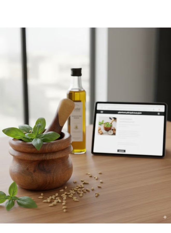 CASA HOME CasaHome Handcrafted Natural Sarsou Wood Mortar & Pestle Durable Grinder Spices Herbs Egypt - Image 2