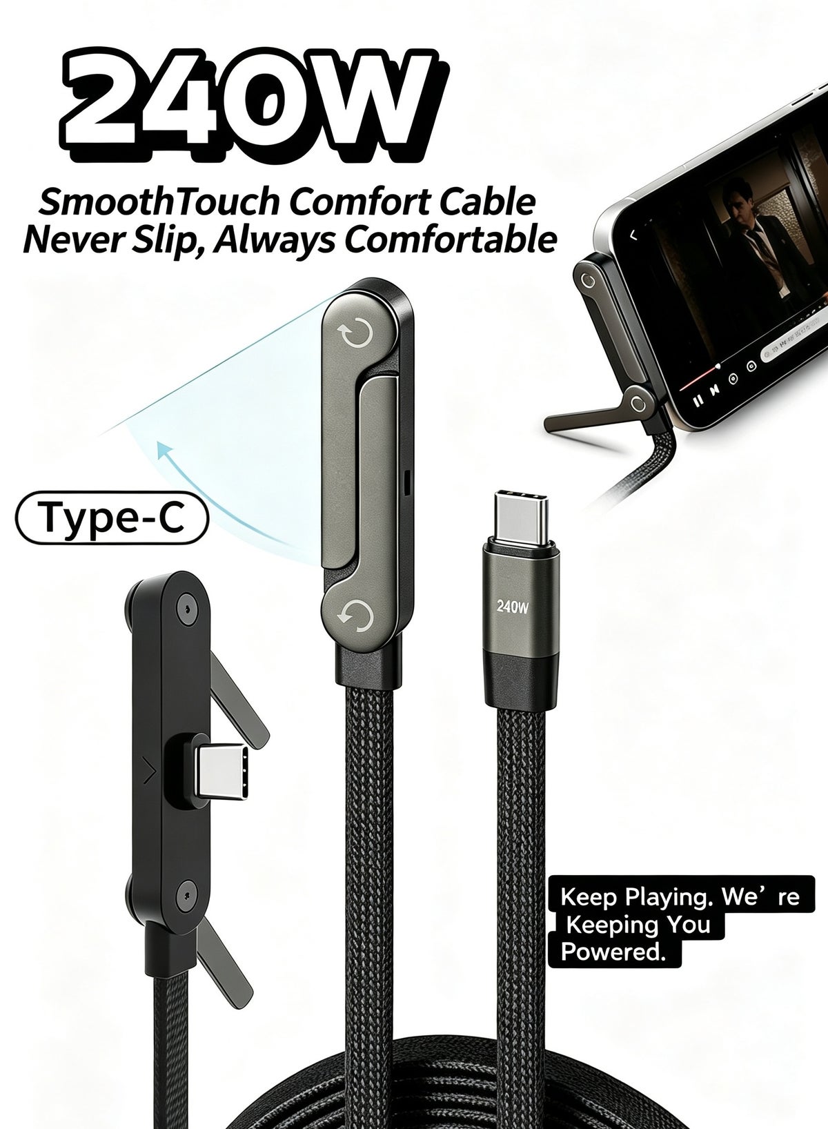 لويناو Luienao Pd Cable With built-in Stand 240W