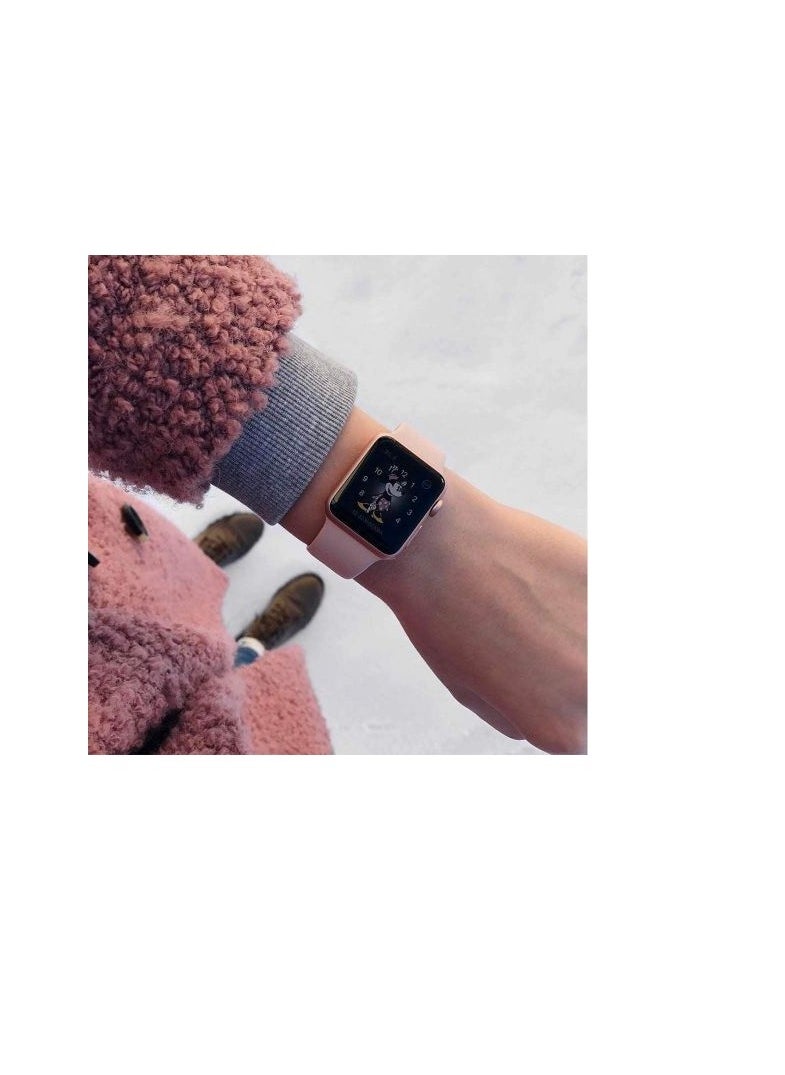 Generic - For Apple Watch Series 6 Strap Band 42/44mm - Sport Rubber Bracelet Watchband- Sand Pink - Image 1