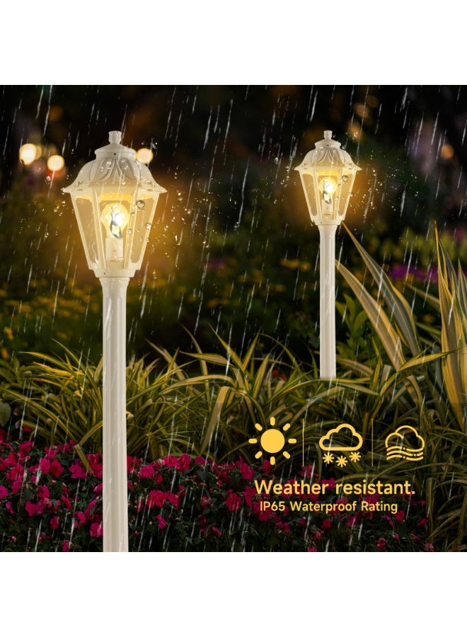 HUA QIANG WANG White Plastic Pole Light 41 Inch Outdoor Lamp Post Fixture With Clear Lampshade, Exterior Hardwired Street Light for Outside Yard, Patio, Garden, Lawn, Pathway, Driveway(Bulb Not Included) - Image 2