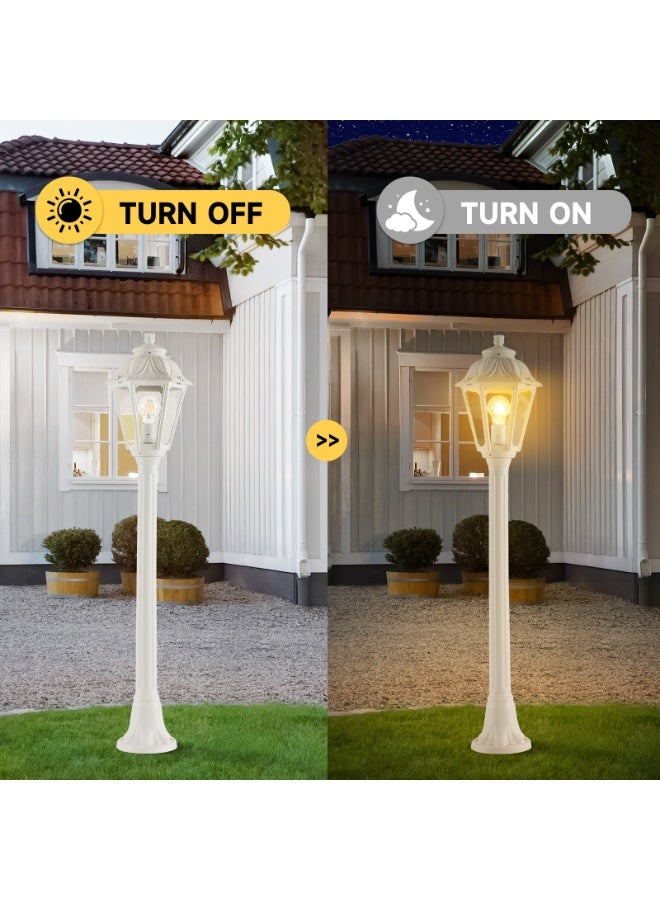 HUA QIANG WANG White Plastic Pole Light 41 Inch Outdoor Lamp Post Fixture With Clear Lampshade, Exterior Hardwired Street Light for Outside Yard, Patio, Garden, Lawn, Pathway, Driveway(Bulb Not Included) - Image 4
