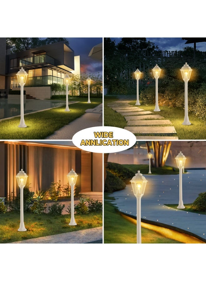 HUA QIANG WANG White Plastic Pole Light 41 Inch Outdoor Lamp Post Fixture With Clear Lampshade, Exterior Hardwired Street Light for Outside Yard, Patio, Garden, Lawn, Pathway, Driveway(Bulb Not Included) - Image 5