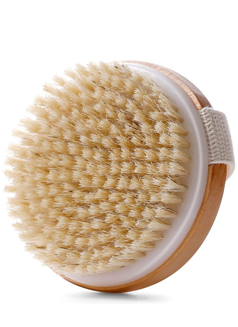 Cool Baby - Dry Brushing Body Brush for Lymphatic Drainage Cellulite, Bath Body Wash Brush for Cleansing and Exfoliating Showering Natural Wood, Size 10.5x10.5(CM) Round - Image 1