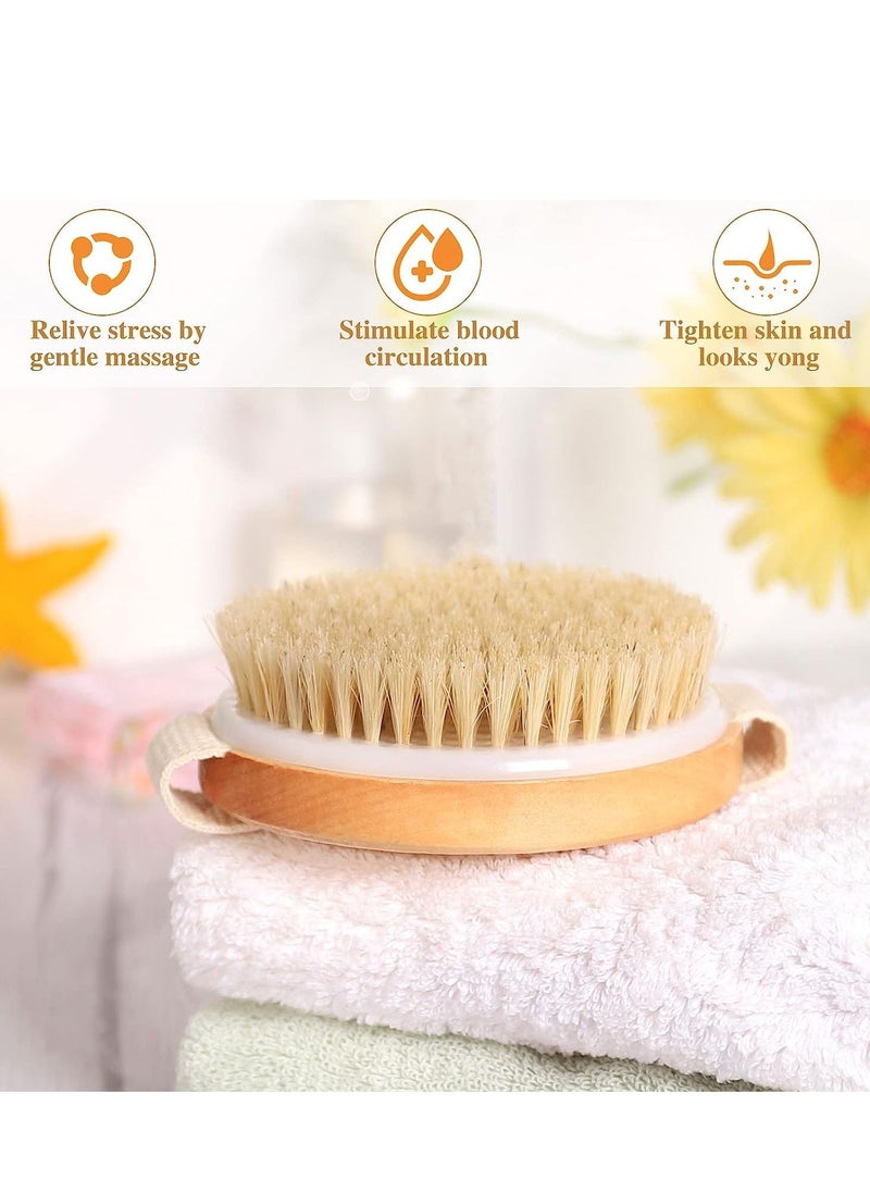Cool Baby - Dry Brushing Body Brush for Lymphatic Drainage Cellulite, Bath Body Wash Brush for Cleansing and Exfoliating Showering Natural Wood, Size 10.5x10.5(CM) Round - Image 1