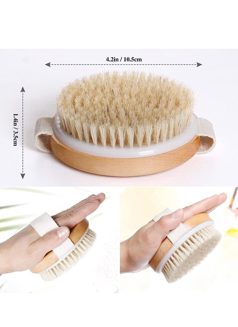 Cool Baby - Dry Brushing Body Brush for Lymphatic Drainage Cellulite, Bath Body Wash Brush for Cleansing and Exfoliating Showering Natural Wood, Size 10.5x10.5(CM) Round - Image 1