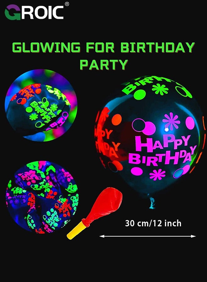 GROIC 130 Pcs Party Balloons,Glow in The Dark Birthday Party Decorations, Neon Birthday Party Decorations with Neon Balloons,Glow in The Dark Party supplies, Neon Party Decor for Birthday - Image 2