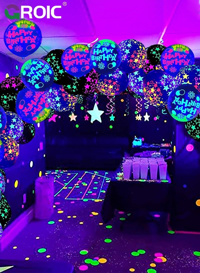 GROIC 130 Pcs Party Balloons,Glow in The Dark Birthday Party Decorations, Neon Birthday Party Decorations with Neon Balloons,Glow in The Dark Party supplies, Neon Party Decor for Birthday - Image 3