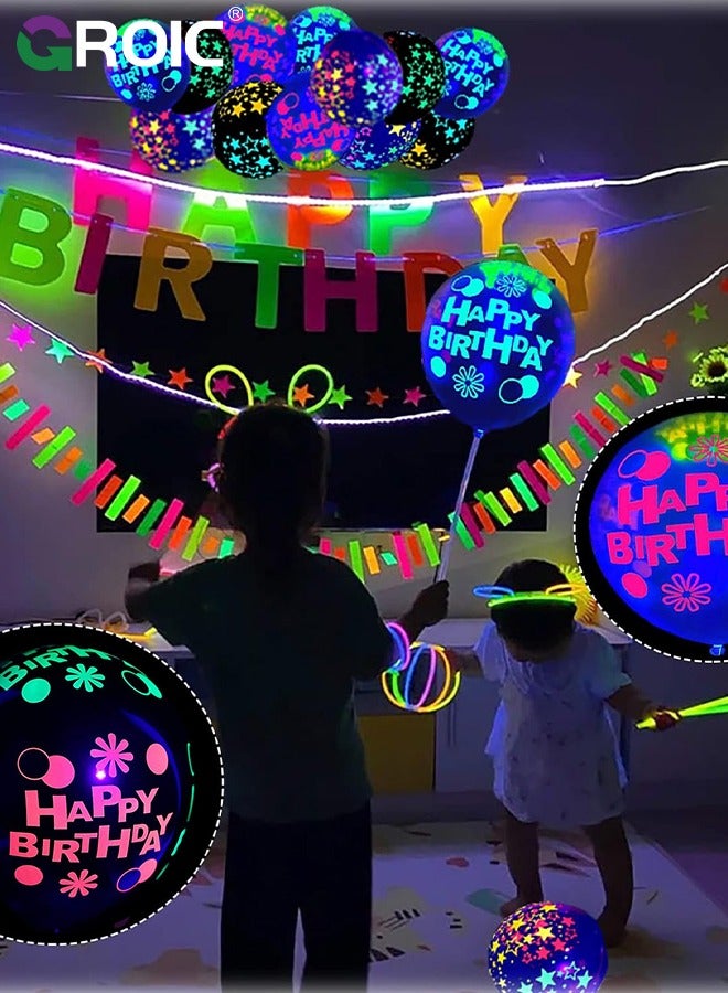 GROIC 130 Pcs Party Balloons,Glow in The Dark Birthday Party Decorations, Neon Birthday Party Decorations with Neon Balloons,Glow in The Dark Party supplies, Neon Party Decor for Birthday - Image 5