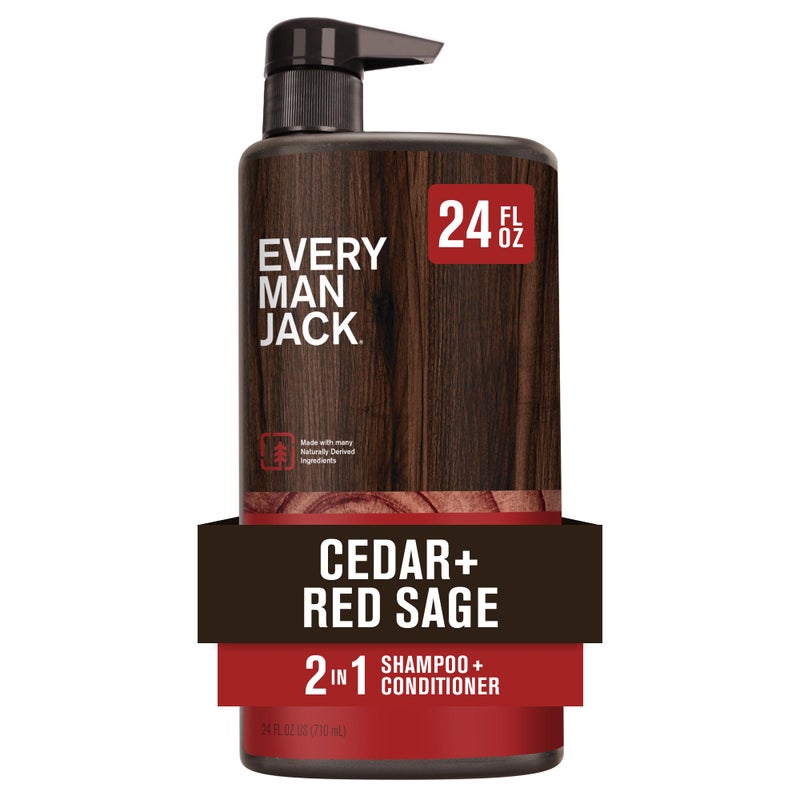 Every Man Jack 2-in-1 Daily Shampoo + Conditioner - Cedar and Red Sage | Nourishing For All Hair Types, Naturally Derived, Cruelty-Free Shampoo and Conditioner Set for Men | 24oz -1 Bottle - Image 1