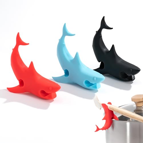Li & Zhao LiZhao Funny Silicone Spoon Rest 3 PCS Shark Spoon Rest for Stove Top Utensil Rest Kitchen Spoon Holder for Stove Organizer Cooking Gifts Kitchen Gifts - Image 1