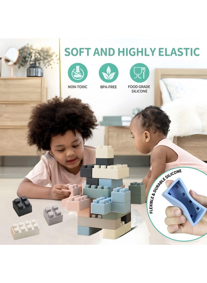 ROHSCE ROHSCE Silicone Blocks Soft Building Blocks, Montessori Educational Toy Soft Baby Blocks for Teething Gifts, Large Sensory Stacking Toys for Preschool Learning Creative Play, 20PCS  - Image 2