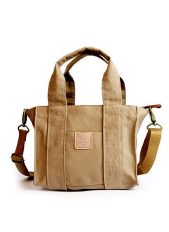 Perky Small Tote Bag with Zipper, Tote Bag for Women, Canvas Shoulder Bag, Crossbody Bag - Camel  - Image 1
