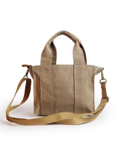 Perky Small Tote Bag with Zipper, Tote Bag for Women, Canvas Shoulder Bag, Crossbody Bag - Camel  - Image 2