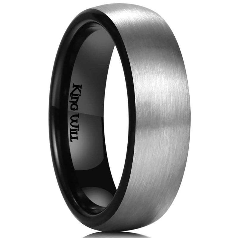 King Will Titanium Wedding Band for Men Women-8mm Width Pure Titanium Wedding Ring with Inner Black Plated Brushed and Matte Design Comfort Fit Size8 - Image 1