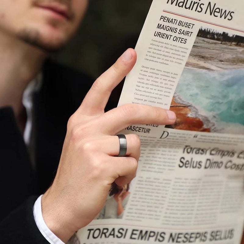 King Will Titanium Wedding Band for Men Women-8mm Width Pure Titanium Wedding Ring with Inner Black Plated Brushed and Matte Design Comfort Fit Size8 - Image 4