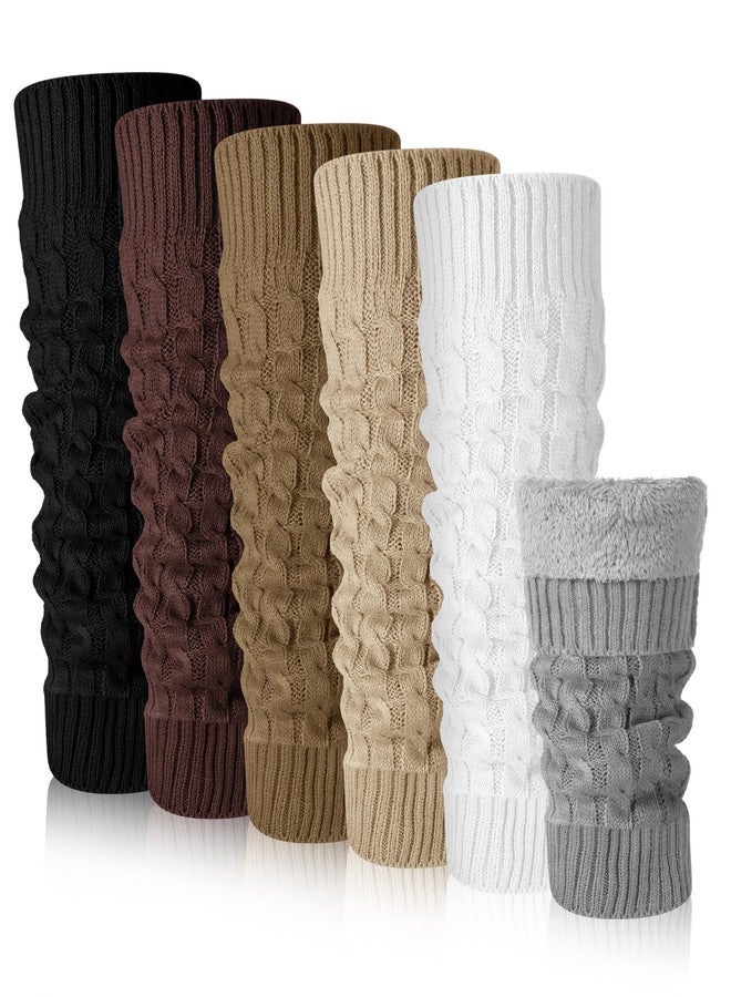 Chuarry Winter Fleece Lined Leg Warmer for Women Knit Long Boot Socks Double Layer Skating Warmth (6, Black, White, Light Gray, Coffee, Khaki, Dark Khaki) - Image 1