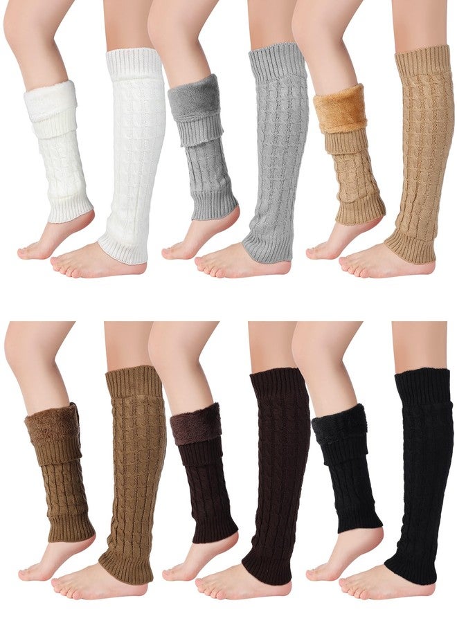 Chuarry Winter Fleece Lined Leg Warmer for Women Knit Long Boot Socks Double Layer Skating Warmth (6, Black, White, Light Gray, Coffee, Khaki, Dark Khaki) - Image 2