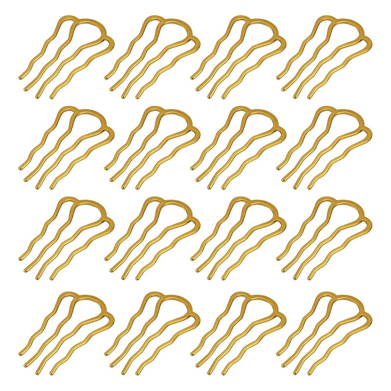 AUEAR 20 Pack Metal Gold Hair Combs Pins 4 Teeth Accessories for Women Girl Decorative