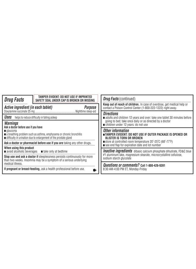 Kirkland Signature Kirkland Signature Nighttime Sleep Aid (Doxylamine Succinate 25 Mg), 96 Tablets (Pack of 4)  - Image 2