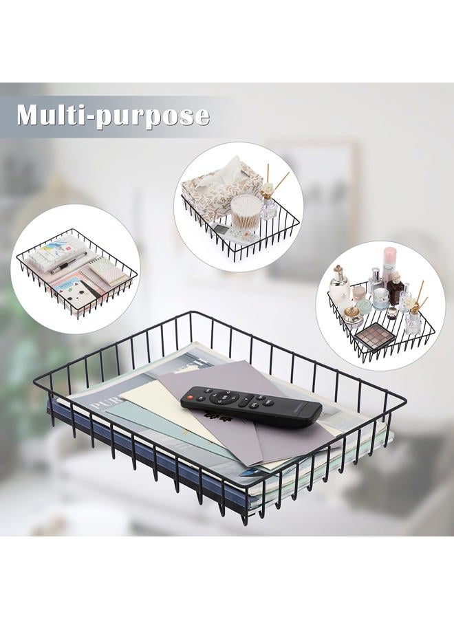 BTSKY Multipurpose A4 File Tray Wire Desk Organizer - Elegant Letter Size Documents Storage Basket for Office, Cosmetics, Bathroom (Black) - Image 4