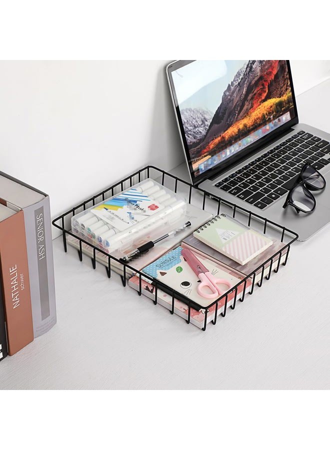 BTSKY Multipurpose A4 File Tray Wire Desk Organizer - Elegant Letter Size Documents Storage Basket for Office, Cosmetics, Bathroom (Black) - Image 3