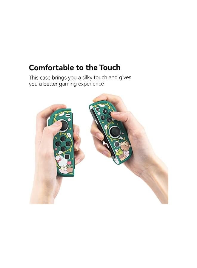 PROMASS Protective Case Slim Cover Case Compatible with Nintendo Switch OLED and Joy Con - Shock-Absorption and Anti-Scratch Skin Case for OLED Switch - Bunny Garden - Image 4