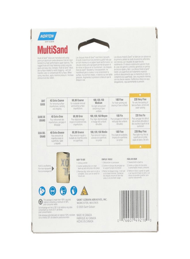 Norton 5" Norton 49218 MultiSand Hook & Sand 8-Hole Sanding Disc, P220-Grit, 25-Pack - Image 5
