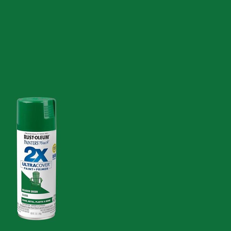 RUST-OLEUM 249100 Painter's Touch 2X Ultra Cover Spray Paint, 12 oz, Gloss Meadow Green - Image 1