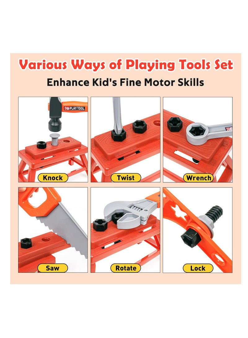 Kids Tool Set - 50Pcs Toddler Tool Set Age 3-5 Construction Toys with Tool Box & Electronic Toy Drill Pretend Play Dress Up Toddler Boys Toys 4-6 Birthday Gifts for 3 4 5 6 7 Year Old Boy Girl  - Image 4