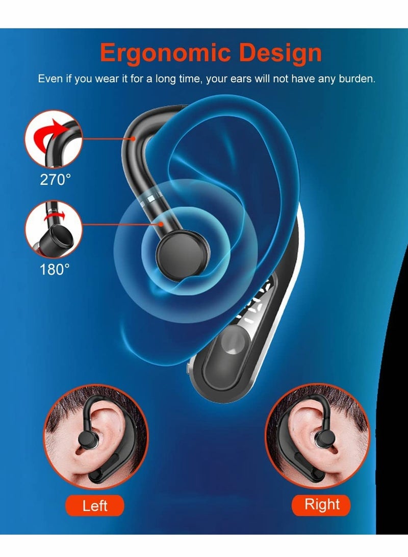 Excefore Wireless Headset, Single Ear Bluetooth 5.2 Headset with Noise Canceling Mic Hands Free Cell Phones Earpiece Waterproof Bluetooth Headphones for iPhone/Android Business, Office, Running, Driving - Image 2