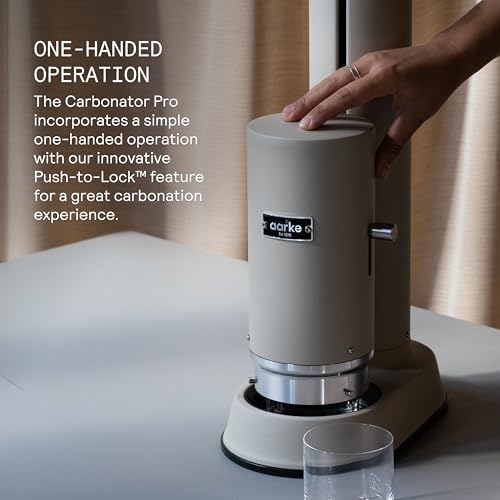 Aarke Carbonator Pro, Sparkling & Carbonation Water Machine, Stainless Steel with Glass Reusable Bottle Volume 800 mL/27 fl oz (Sand) - Image 5