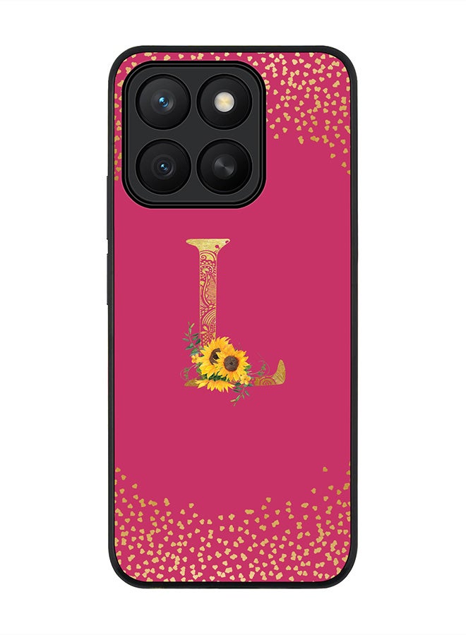 Stylizedd For Honor X8c Case,Slim fit Camera Protection, Shockproof Thin Phone cover  - Custom Floral Monogram - L ( Deep Pink )