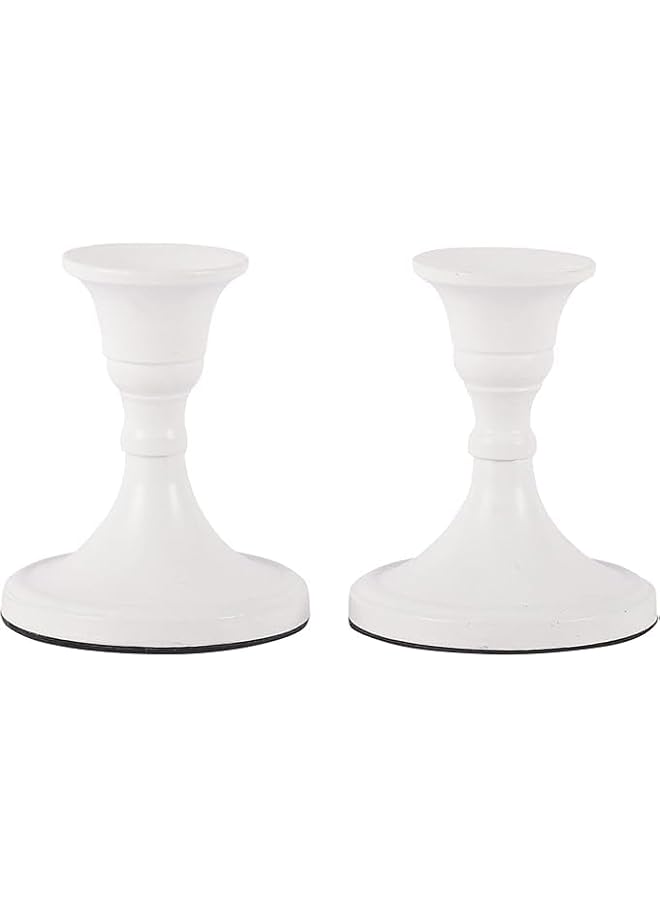 The Bros Candlestick Holders Set 2 Pcs,Taper Candle Holders, Candle Holders, candle holders for table centerpiece for Wedding, Festival, Party & Festival Decor (Metal, White) - Image 1