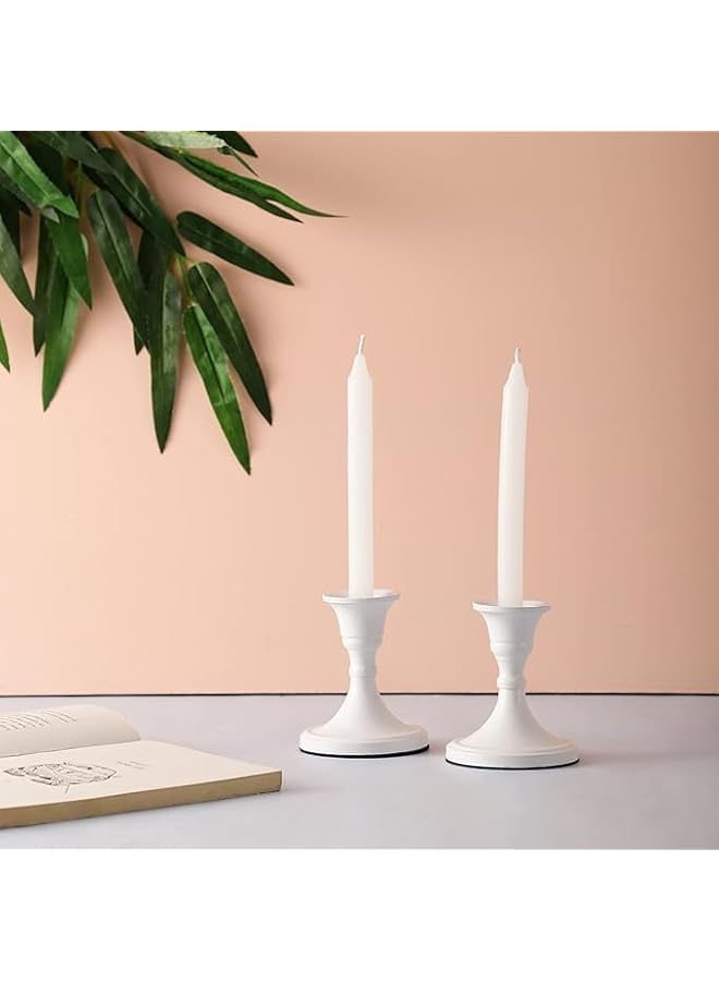 The Bros Candlestick Holders Set 2 Pcs,Taper Candle Holders, Candle Holders, candle holders for table centerpiece for Wedding, Festival, Party & Festival Decor (Metal, White) - Image 3