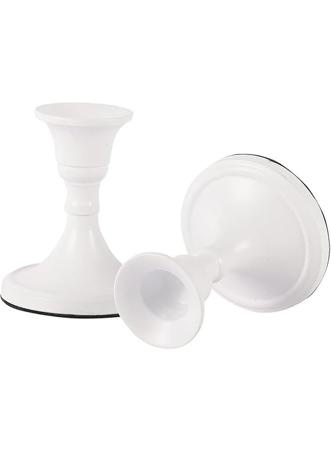 The Bros Candlestick Holders Set 2 Pcs,Taper Candle Holders, Candle Holders, candle holders for table centerpiece for Wedding, Festival, Party & Festival Decor (Metal, White) - Image 5
