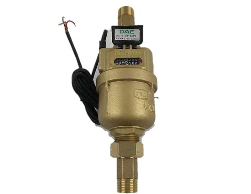 DAE VM-75P Positive Displacement Water Meter, 3/4” NPT Couplings, Pulse Output, Gallon - Image 1