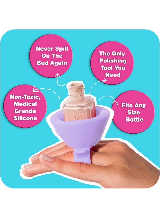 Wearable Nail Polish Holder Ring - Nail Polish Bottle Holder for Easy Application | Perfect for Fingernail Painting, Manicure & Pedicure | Nail Polish Accessories (Lilac Dreams)