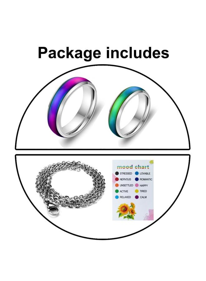 Viseaga 2 Pcs Mood Rings for Kids Men Women With Color Mood Chart Stainless Steel Band Mood Jewelry Size 7 & 8 - Image 5