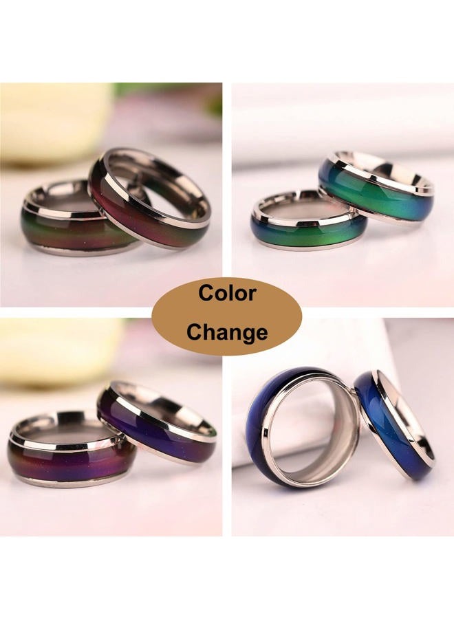 Viseaga 2 Pcs Mood Rings for Kids Men Women With Color Mood Chart Stainless Steel Band Mood Jewelry Size 7 & 8 - Image 2