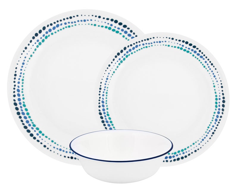 Corelle Ocean Blues Chip & Break Resistant 12pc Dinner Set  Service for 4  27.94 x 12.38 x 26.67 cm  12 Count - Image 1