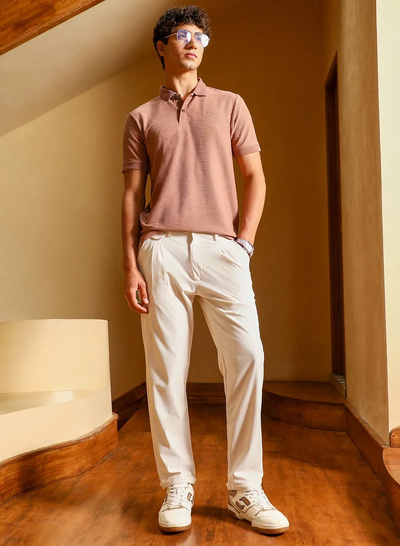 CAHOOT  Men's Mousse Brown Spirit Weave Polo T-Shirt for Men | Best Price UAE