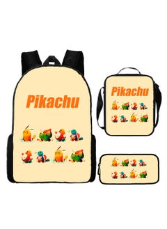 Pikachu New Cartoon Anime Student Backpack Three-Piece Set 29*42*16cm 