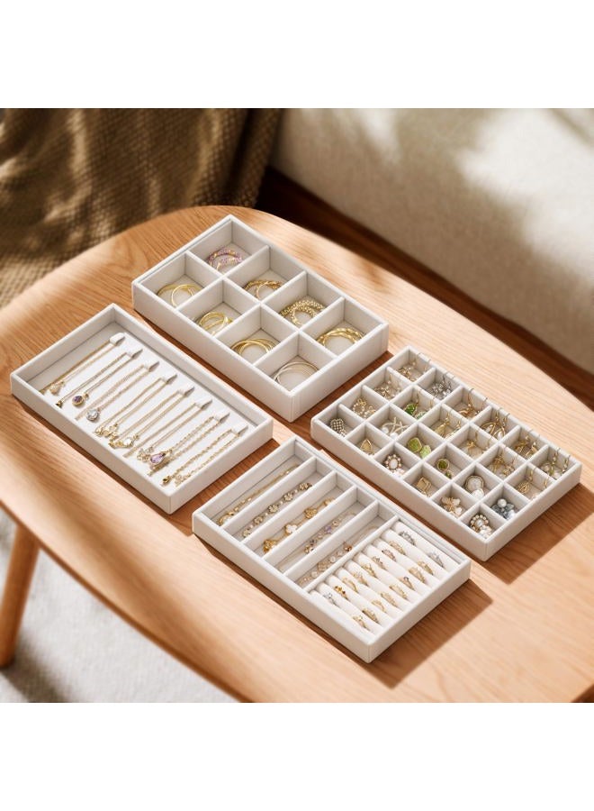 pickpiff Velvet Jewelry Drawer Organizer Trays – Stackable Jewelry Organizer Storage Inserts Set, 4-Layer Jewelry Tray Set for Earrings, Rings, Necklaces, Bracelets with Removable Dividers for Dresser & Vanity - Image 3