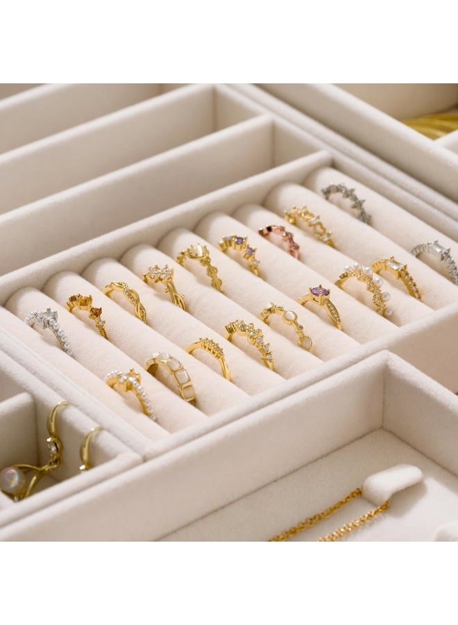 pickpiff Velvet Jewelry Drawer Organizer Trays – Stackable Jewelry Organizer Storage Inserts Set, 4-Layer Jewelry Tray Set for Earrings, Rings, Necklaces, Bracelets with Removable Dividers for Dresser & Vanity - Image 4